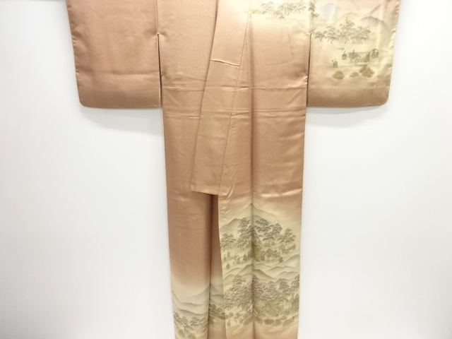  金通し平安人物模様一ツ紋訪問着